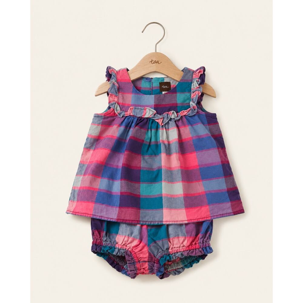 Tea Collection Baby Girl Plaid Top & Bloomers Set 9-12M